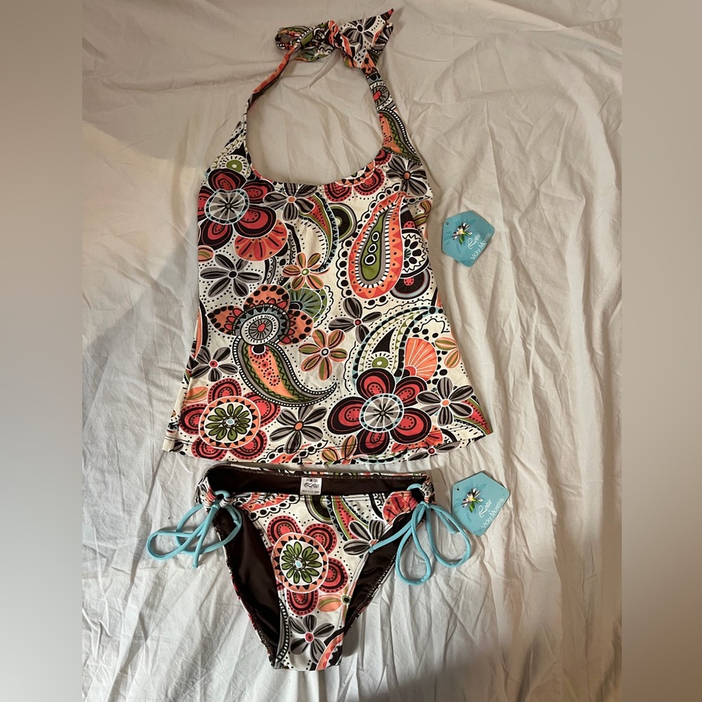 Floral Boho Halter Tankini Swimsuit